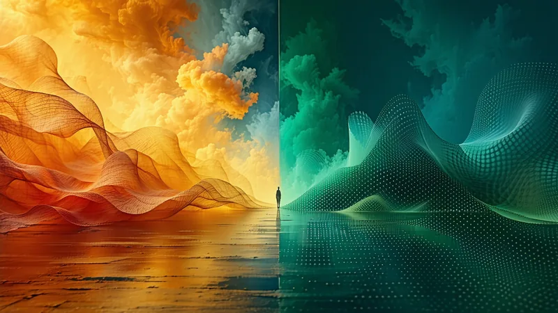 Abstract visualization of AI and human collaboration concept in medical context