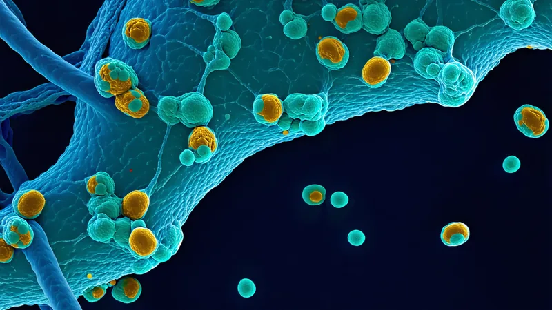 Abstract rendering of PD-L1 IHC tissue pattern with immune cell infiltrate